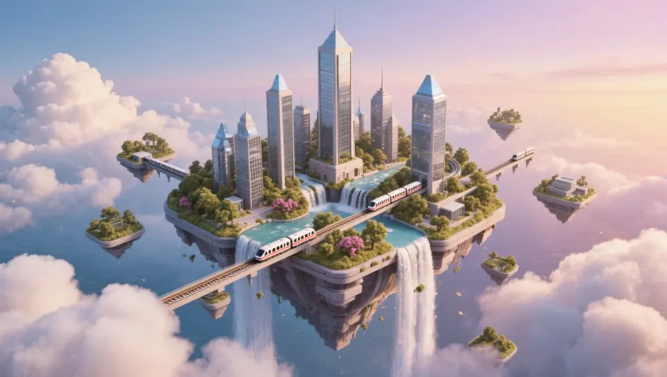 浮空岛微缩城市 · Kling Image 3.0 生成