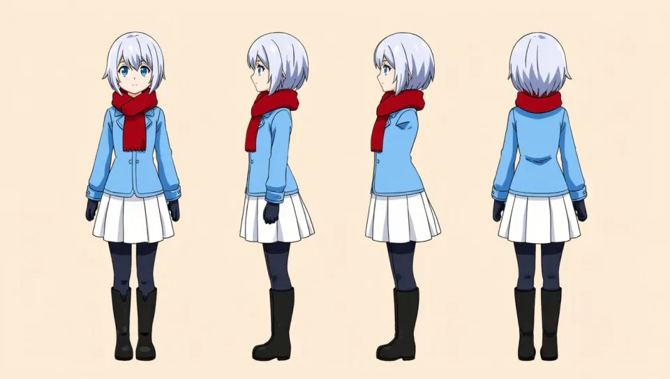 银发少女三视图 · Kling Image 3.0 生成